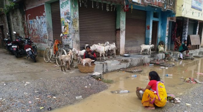 रौतहटमा पानीको सतह घटदैं, राहतको आशमा बाढीपिडितहरु ।