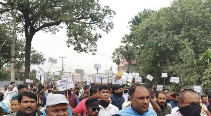आलमको रिहाईको माँग गर्दै काँग्रेसद्धारा रौतहटमा बृहद जनप्रर्दशन ।