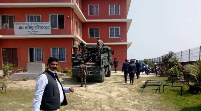 गौरमा रहेको नसिङ्ग इन्ष्टियुटमा ५० शैयाको क्वारेन्टाइन स्थापना ।