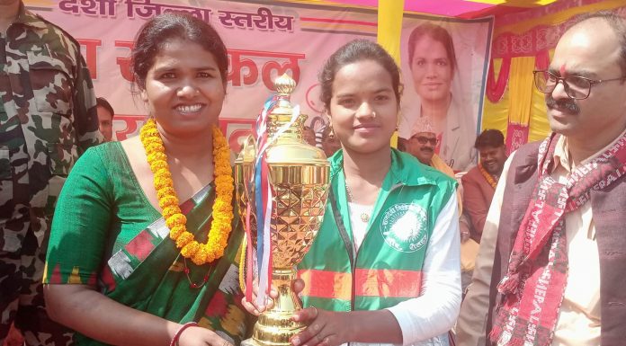 १० औ महिला साइकल दौड़ प्रतियोगितामा रबीना कुमारी साह प्रथम ।