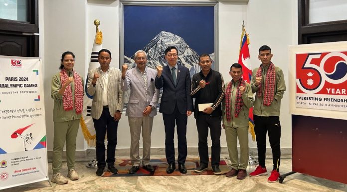 नेपाली तेक्वान्दो खेलाडीलाई कोरियाली दूतावासमा सम्मान