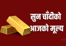 सुनचाँदीको मूल्य घट्यो |