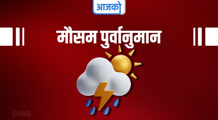 आजको मौसम ः देशका पहाडी भूभागका चट्याङ्गसहित वर्षाको सम्भावना